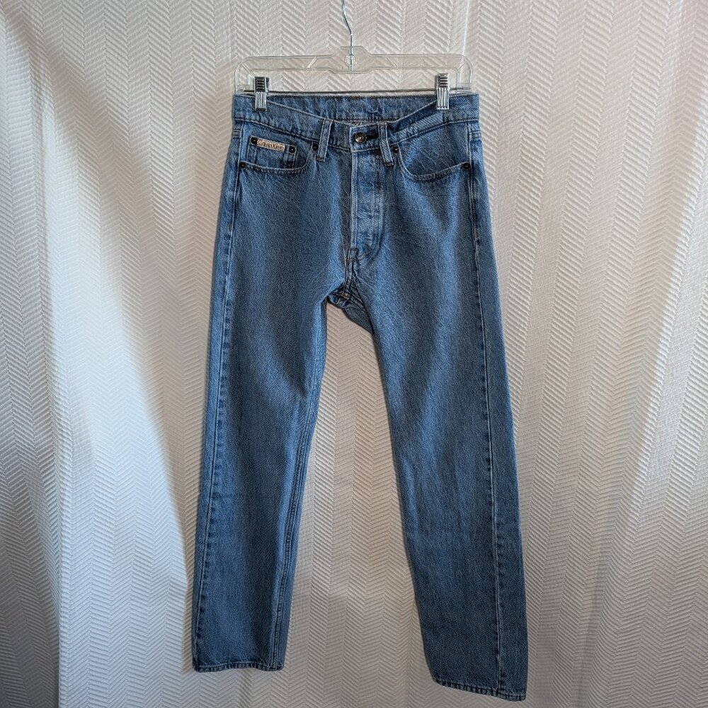 Calvin Klein Men’s Standard Straight Blue Jeans W28 L32 Button Fly Classic Denim